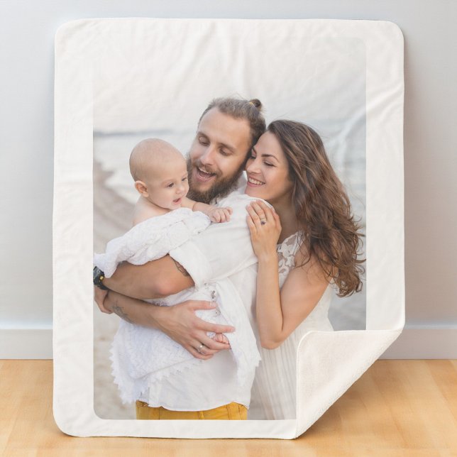 Cobertor Sherpa Custom Rounded Corner Photo Family (Criador carregado)