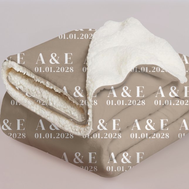 Cobertor Sherpa Custom Wedding Blanket for Couple, Bride & Groom (Personalized wedding sherpa blanket gift for bride, Custom light brown blanket gift for groom, )