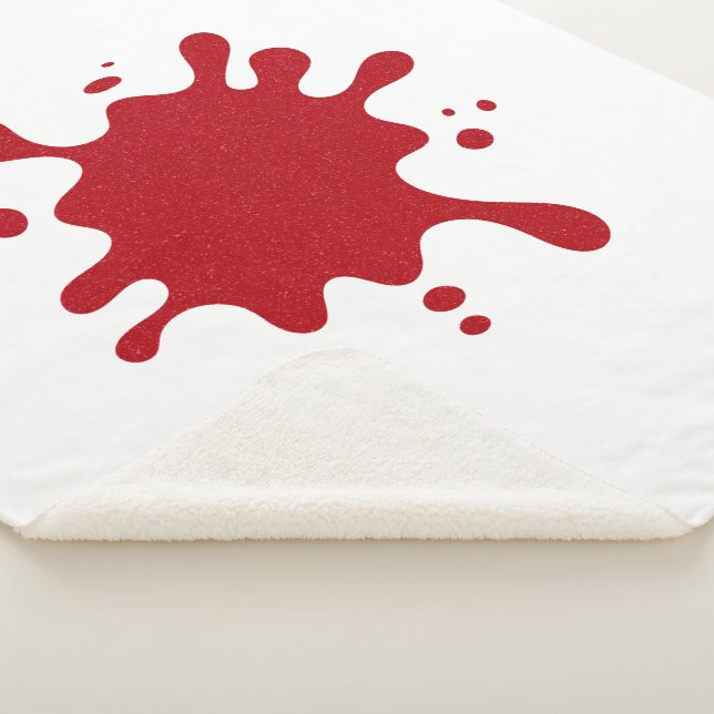 Cobertor Sherpa Custom White Blanket with Tomato Red Splatter Art (3/4)