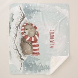 Cobertor Sherpa Custom Winter Bear Sherpa Blanket