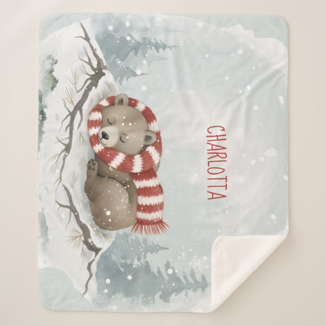 Cobertor Sherpa Custom Winter Bear Sherpa Blanket (Frente)