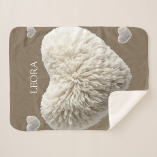 Cobertor Sherpa Customizable Name Fluffy Heart Blanket
