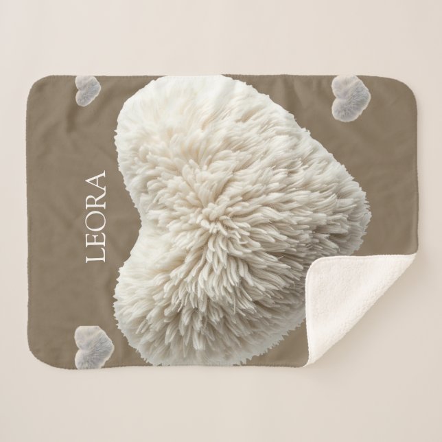 Cobertor Sherpa Customizable Name Fluffy Heart Blanket (Frente (Horizontal))
