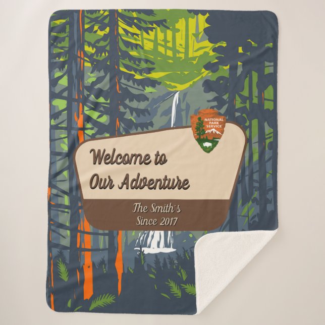 Cobertor Sherpa Customize Marymere Falls Family Camping Adventure (Frente)