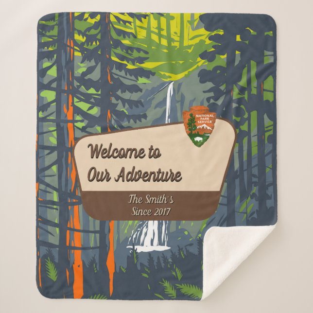 Cobertor Sherpa Customize Marymere Falls Family Camping Adventure (Frente)