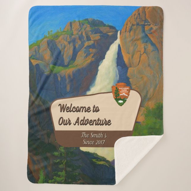 Cobertor Sherpa Customize Yosemite Falls Park Family Adventure (Frente)