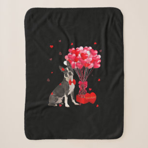 Cobertor Sherpa Cute Boston Terrier Heart Dia de os namorados Dog