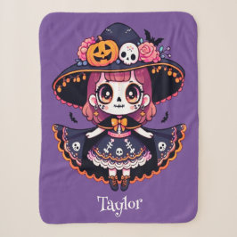 Cobertor Sherpa Cute catrina girl halloween personalized
