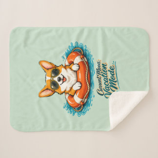 Cobertor Sherpa Cute Corgi Vacation Mode Illustration - Summer Bea