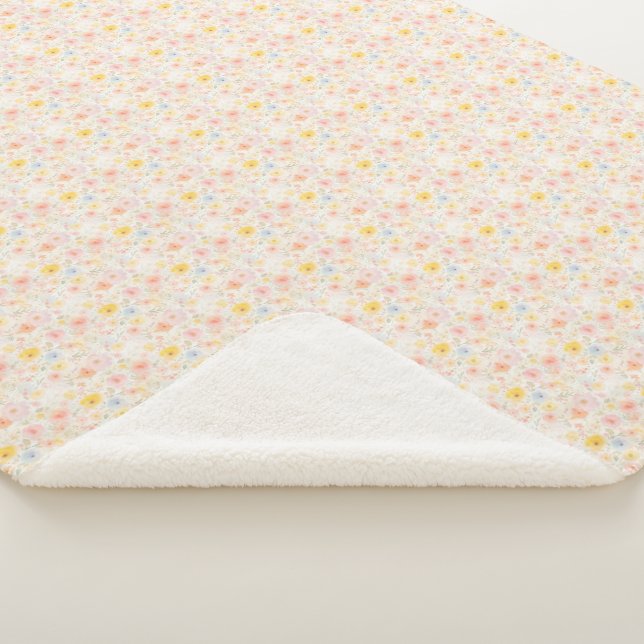 Cobertor Sherpa Cute Easter Pastel Florel Sherpa Blanket (3/4)