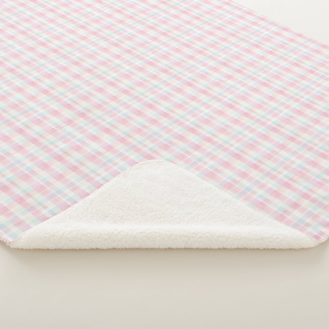 Cobertor Sherpa Cute Easter Pastel Plaid Sherpa Blanket (3/4)