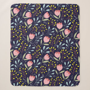 Cobertor Sherpa Cute flowers seamless pattern