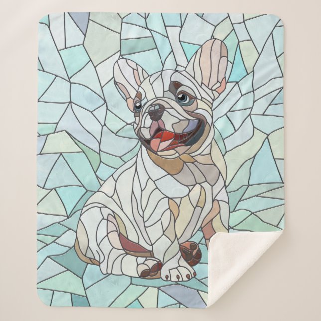 Cobertor Sherpa Cute French Bulldog Puppy - mosaico pastel (Frente)