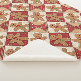Cobertor Sherpa Cute Gingerbread Man Patchwork Pattern Style