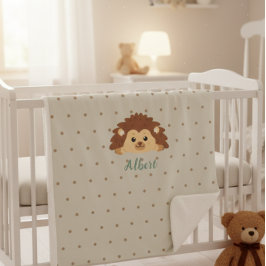 Cobertor Sherpa Cute Hedgehog Personalized Baby Blanket