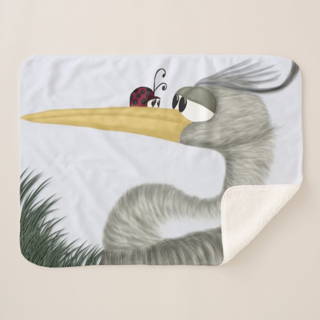 Cobertor Sherpa Cute Heron e Ladybug (Frente (Horizontal))