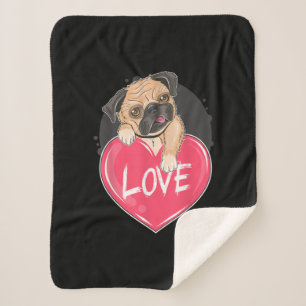 Cobertor Sherpa Cute I Steal Heart Pug   Presente no Dia dos Namor
