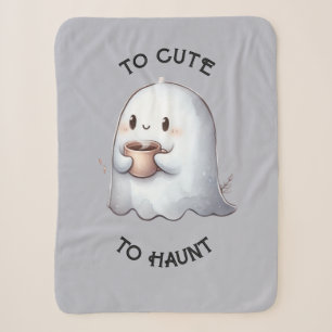 Cobertor Sherpa Cute Kawaii Fantasma Segurando Café Aquarela