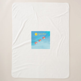 Cobertor Sherpa Cute Little Birds Flying in Blue Sky Kids Throw Bl