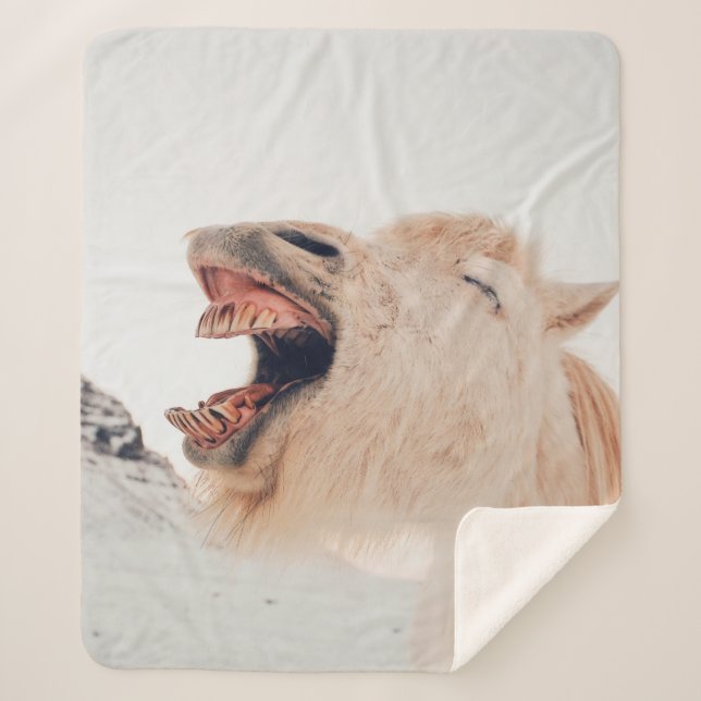 COBERTOR SHERPA CUTE LLAMA ALPACA LAUGHING (Frente)