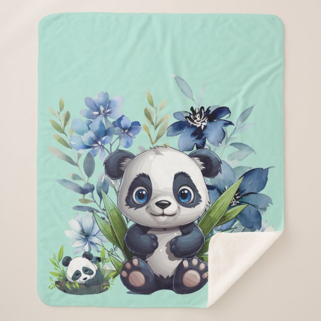 Cobertor Sherpa Cute Panda Baby (Frente)