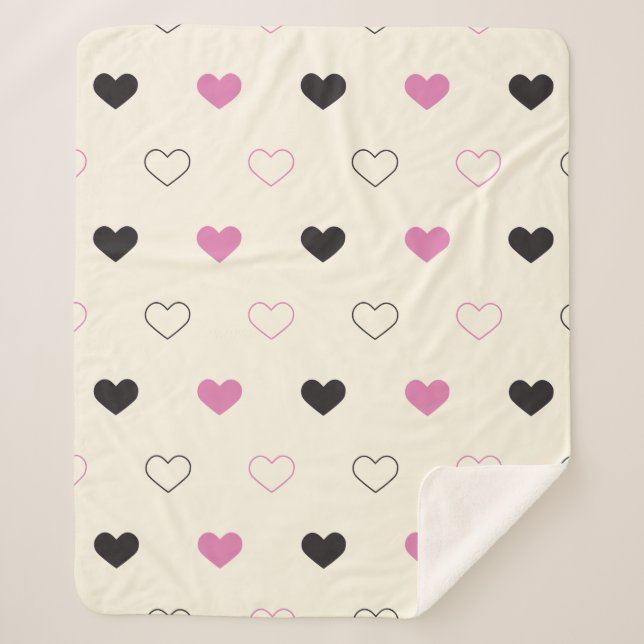 Cobertor Sherpa Cute Simple Heart Pattern (Frente)