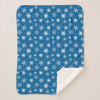 Cobertor Sherpa Cute snowflakes with dots blanket blue
