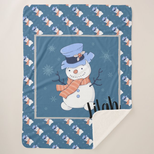 Cobertor Sherpa Cute Snowman (Frente)