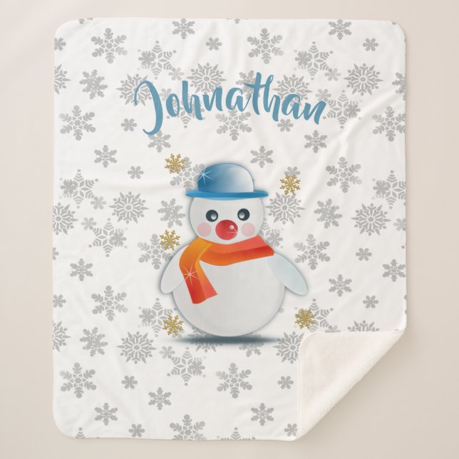 Cobertor Sherpa Cute Snowman (Frente)