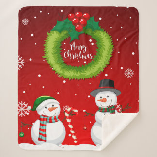 Cobertor Sherpa Cute Snowman Christmas Fleece Blanket