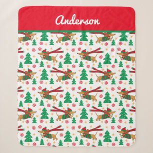 Cobertor Sherpa Dachshund Christmas Sherpa Blanket