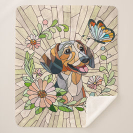 Cobertor Sherpa Dachshund dog - Doxie - mosaico colorido