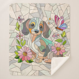 Cobertor Sherpa Dachshund dog - Doxie - mosaico colorido