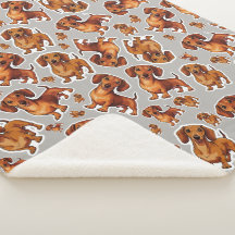 Dachshund Dog Patterno Sherpa Blanket
