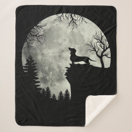 Cobertor Sherpa Dachshund E Lua Halloween