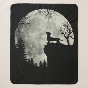 Cobertor Sherpa Dachshund E Lua Halloween