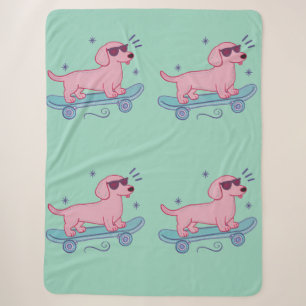 Cobertor Sherpa Dachshund Legal de Skate Arte Divertida de Cacho