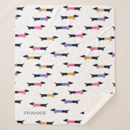 Cobertor Sherpa Dachshund Pattern Dog Lover Personalizado