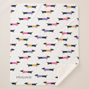 Cobertor Sherpa Dachshund Pattern Dog Lover Personalizado