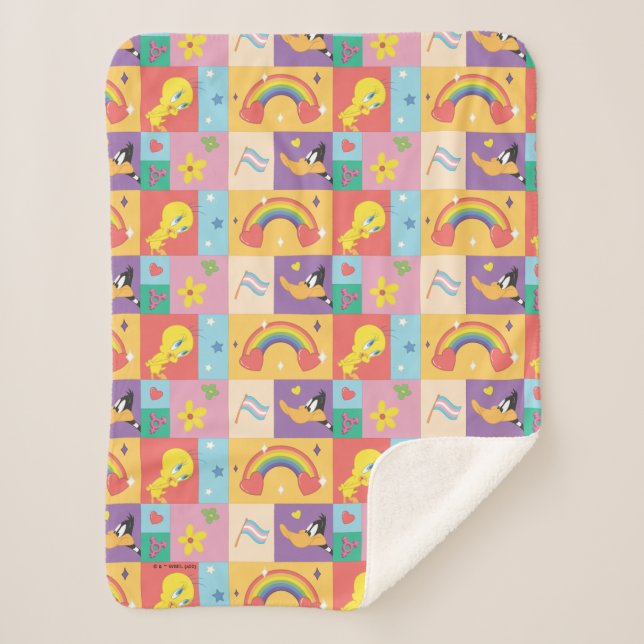 Cobertor Sherpa DAFFY DUCK™ & TWEETY™ - Padrão de orgulho (Frente)