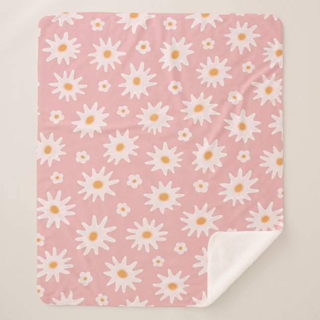 Cobertor Sherpa Daisy flowers seamless pattern. Floral backgrounda (Frente)