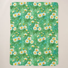 Cobertor Sherpa Daisy Whispers – Padrão de Prado em Aquarela