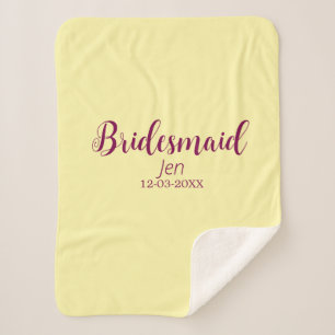 Cobertor Sherpa Damas de honra amarelo grená nome data estiloso no