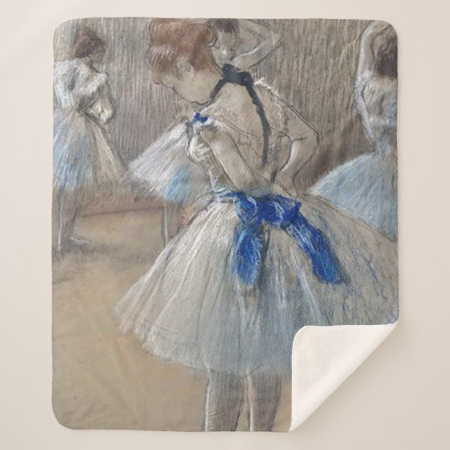 Cobertor Sherpa Dançarina com Laço Azul Edgar Degas (Frente)
