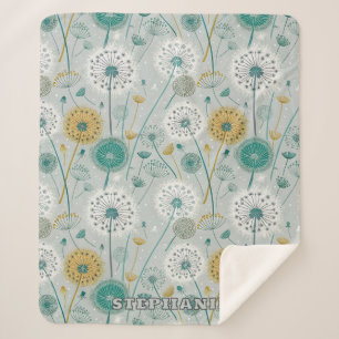 Cobertor Sherpa Dandelion Whimsical - Amarelo, Branco e Teal