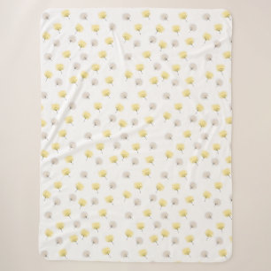 Cobertor Sherpa Dandelions Flutuantes, Aquarela