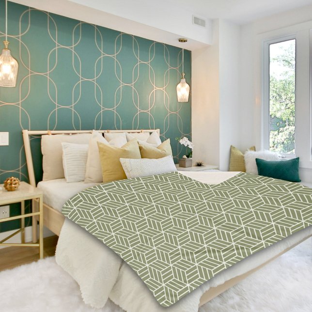 Cobertor Sherpa Dark Green Cube Line PatternSherpa Blanket (Criador carregado)