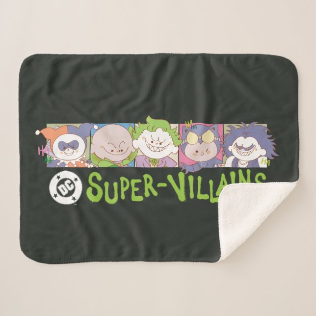 Cobertor Sherpa DC Super-Villains Cartoon Lineup (Frente (Horizontal))