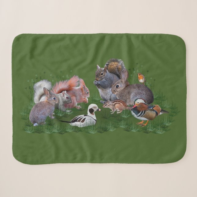 Cobertor Sherpa de Animais da Floresta (Frente (Horizontal))
