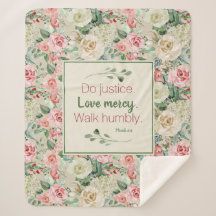 Cobertor Sherpa de Aquarela Floral Rosa Cristão